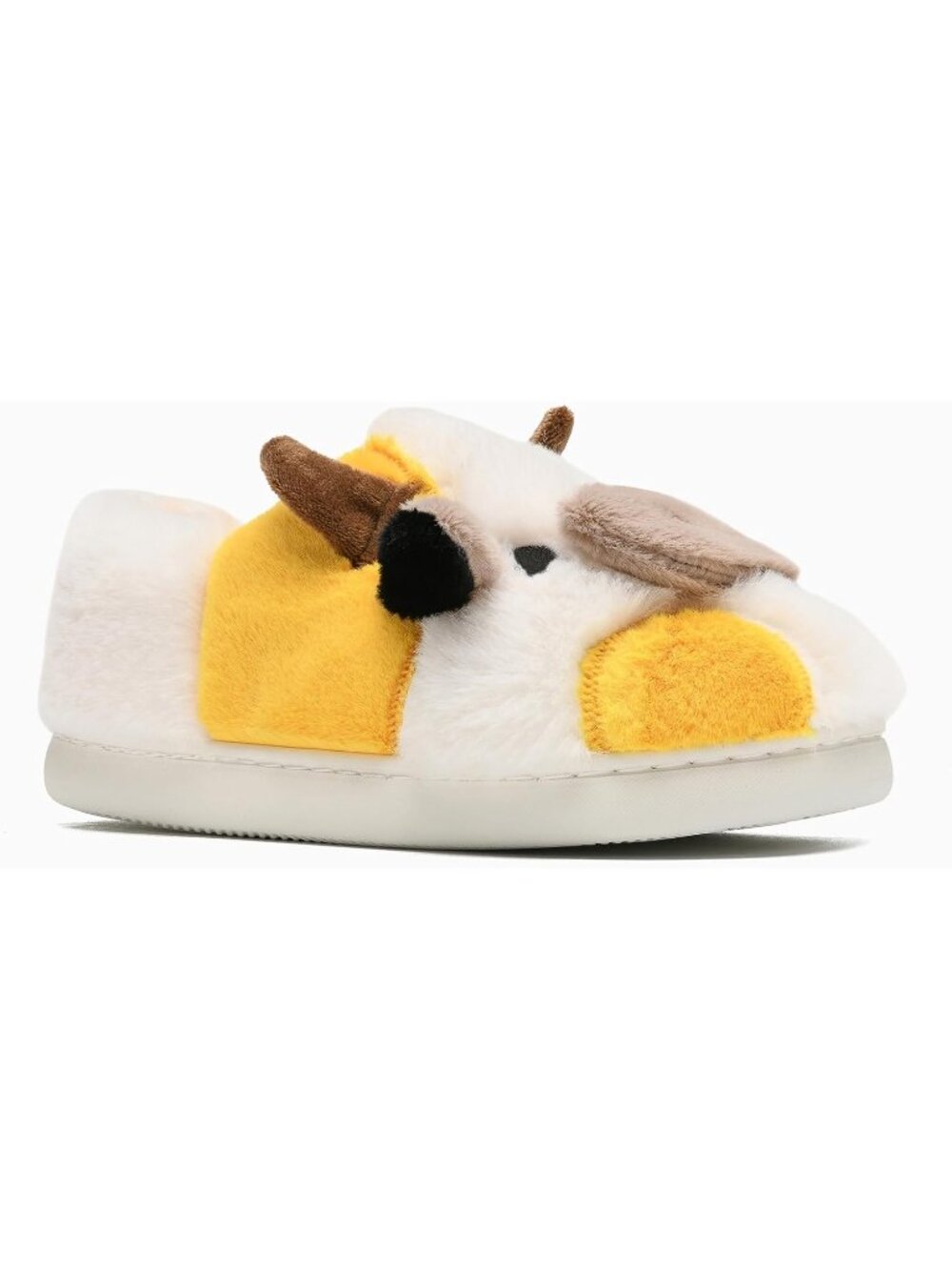 Women's Yellow Fluffy Cute Cozy Cartoon Fuzzy Cow Polyester Indoor Slippers - Picture 4 of 6
